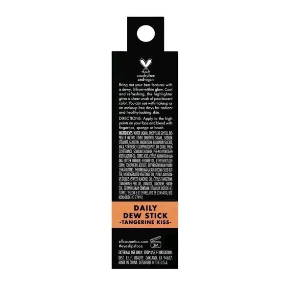 e.l.f. Daily Dew Stick Tangerine Kiss W/Tangerine Oil Highlighter Full Size  NEW - Picture 2 of 2